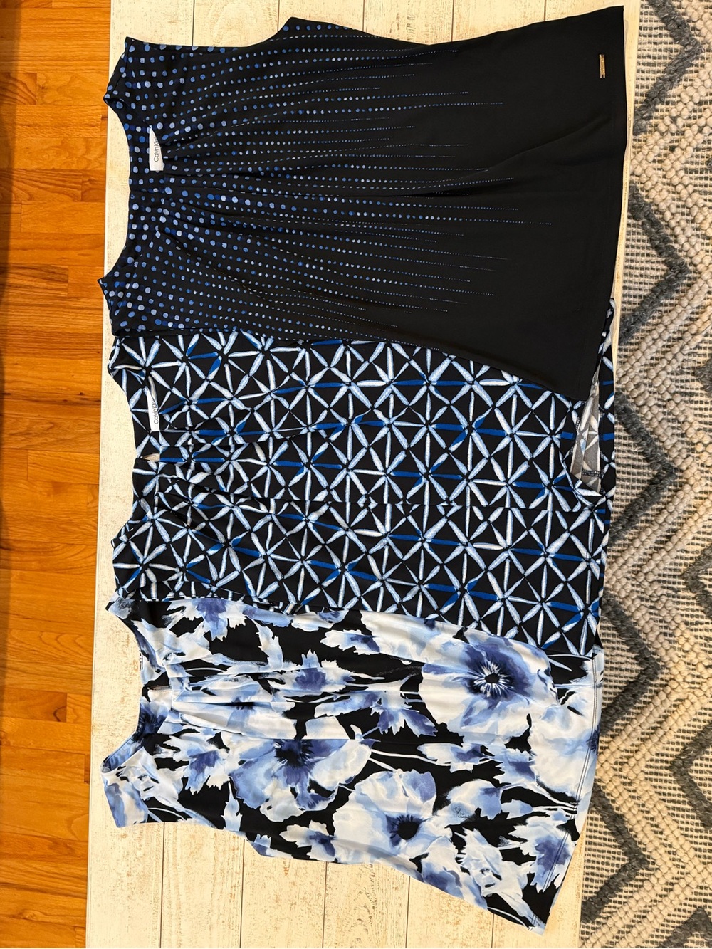 Set of 3 Calvin Klein Blue & Black Women's Sleeveless Tops